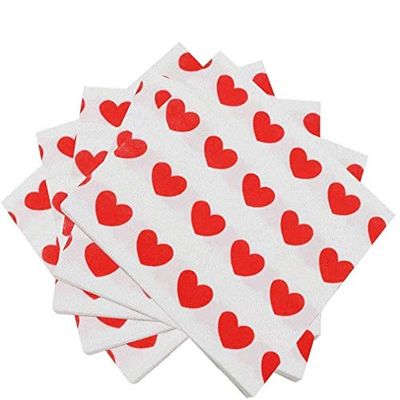 100pcs Love Heart haped Wedding Napkins Beverage Napkins Disposable Paper Party Napkins for Valentine's Day Gifts Wedding Party Decoration Favor Supplies