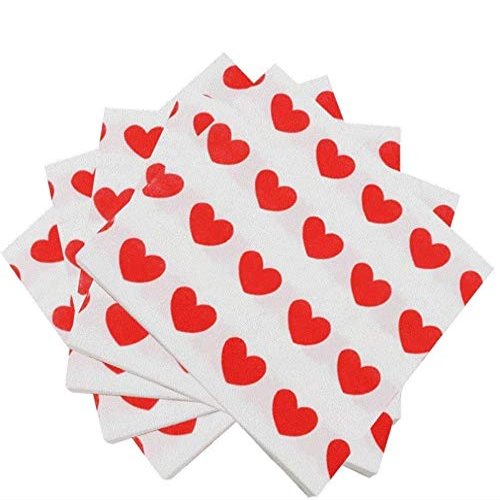 100pcs Love Heart haped Wedding Napkins Beverage Napkins Disposable Paper Party Napkins for Valentine's Day Gifts Wedding Party Decoration Favor Supplies