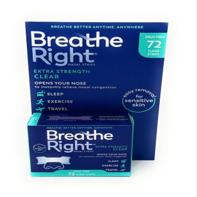 Breathe Right Nasal Strips, Extra Clear for Sensitive Skin, 72 Clear Strips