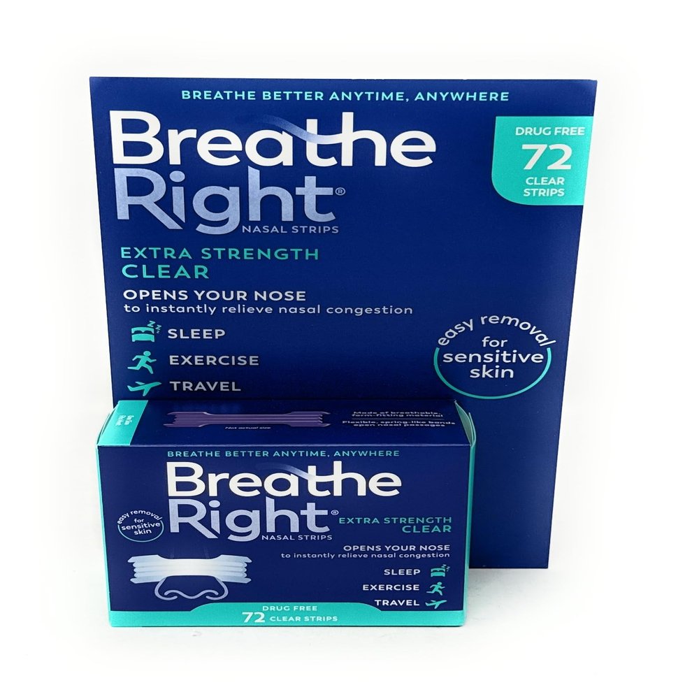 Breathe Right Nasal Strips, Extra Clear for Sensitive Skin, 72 Clear Strips