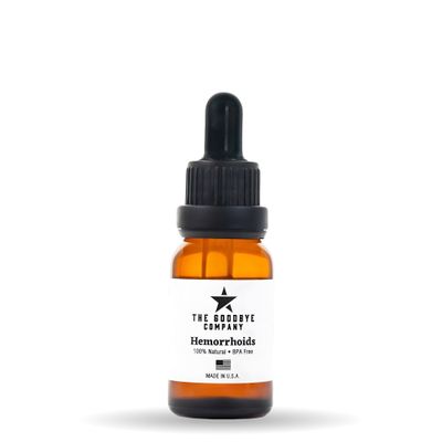 The Goodbye Company Organic Hemorrhoid Relief Serum - Natural Witch Hazel Treatment for Pain, Itch & Swelling - Internal External Soothing Formula - Vegan, USA Made, 15mL