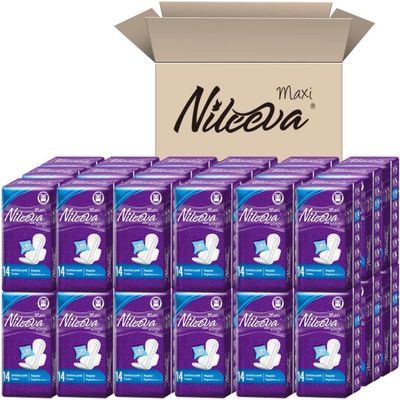 Nileeva Care Maxi Sanitary Napkins with Wings  Ultra Soft, Super Absorbency & Individually Wrapped Super Value Bulk Pack (14 Pads/Pack X 36 Packs = 504 Pads)