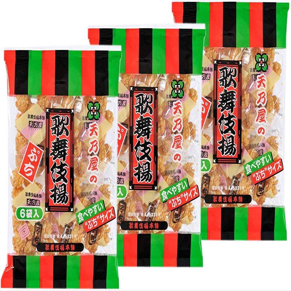 AMANOYA Kabukiage,Japanese Rice Cracker,Soy sauce taste,3 bags No.a187