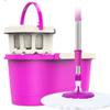 Rotating mop Hand Pressure Automatic Drying Separate Dehydration Basket Double Drive Mop Bucket,2 mop Heads view 1