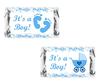 60 Blue Its a Boy Baby Shower Miniatures Candy Bar Wrapper Labels, Baby Shower Miniatures Candy Bar Stickers Decorations, Candy Not Included. Made in USA view 1