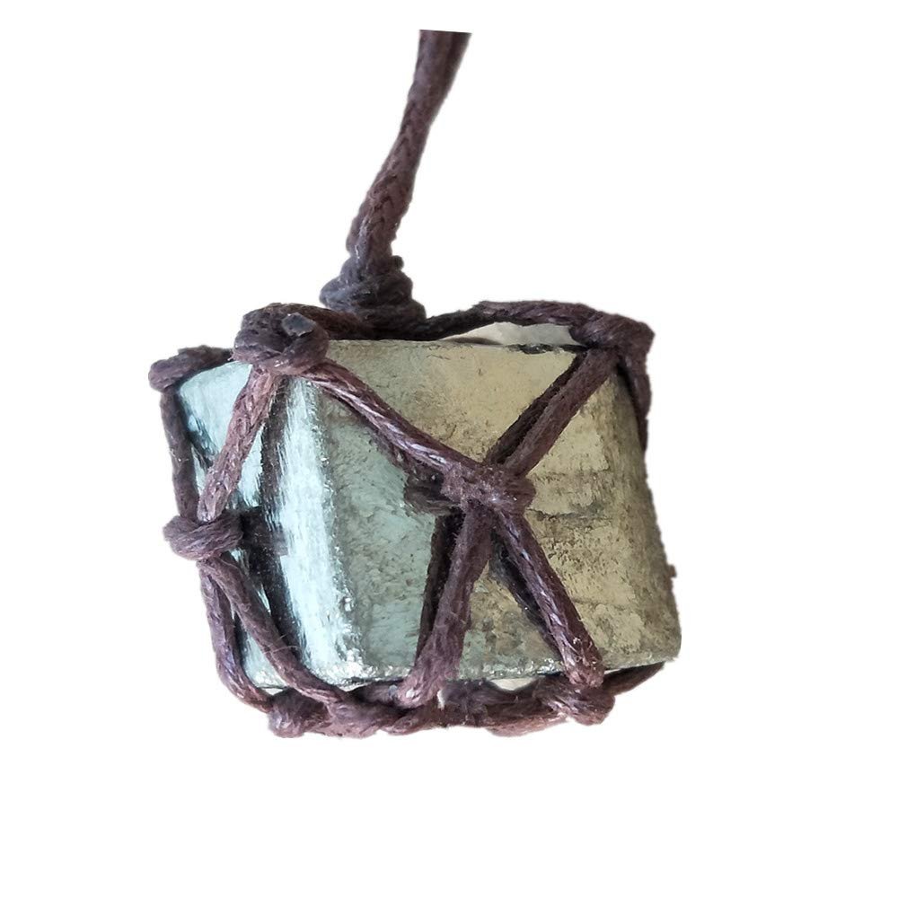 AITELEI Natural Raw Pyrite Crystal Pendant Necklace Reiki Chakra Healing Pendant Treatment Stone With Hand-woven Rope in Random Color