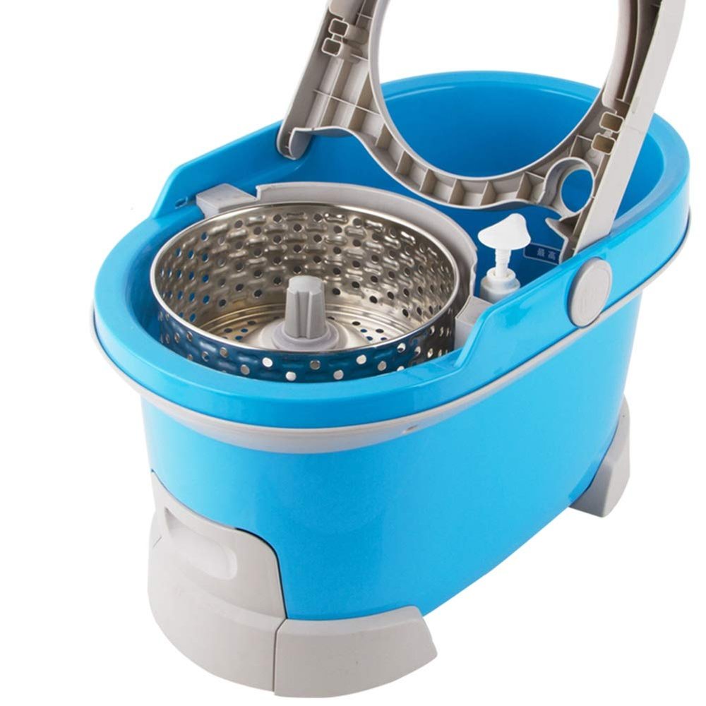 Rotating mop Detachable Hand wash Free Hand Pressure Automatic Drying Double Drive Mop Bucket,2 mop Heads