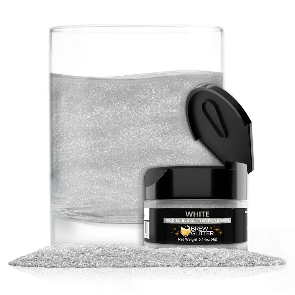 Brew Glitter Edible Glitter for Drinks, Cocktails, Beer, Garnish & Beverages (White, 4 Grams)