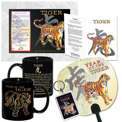 Year Of the Tiger, Asian Oriental Chinese Zodiac Horoscope 6 pc. Gift Set
