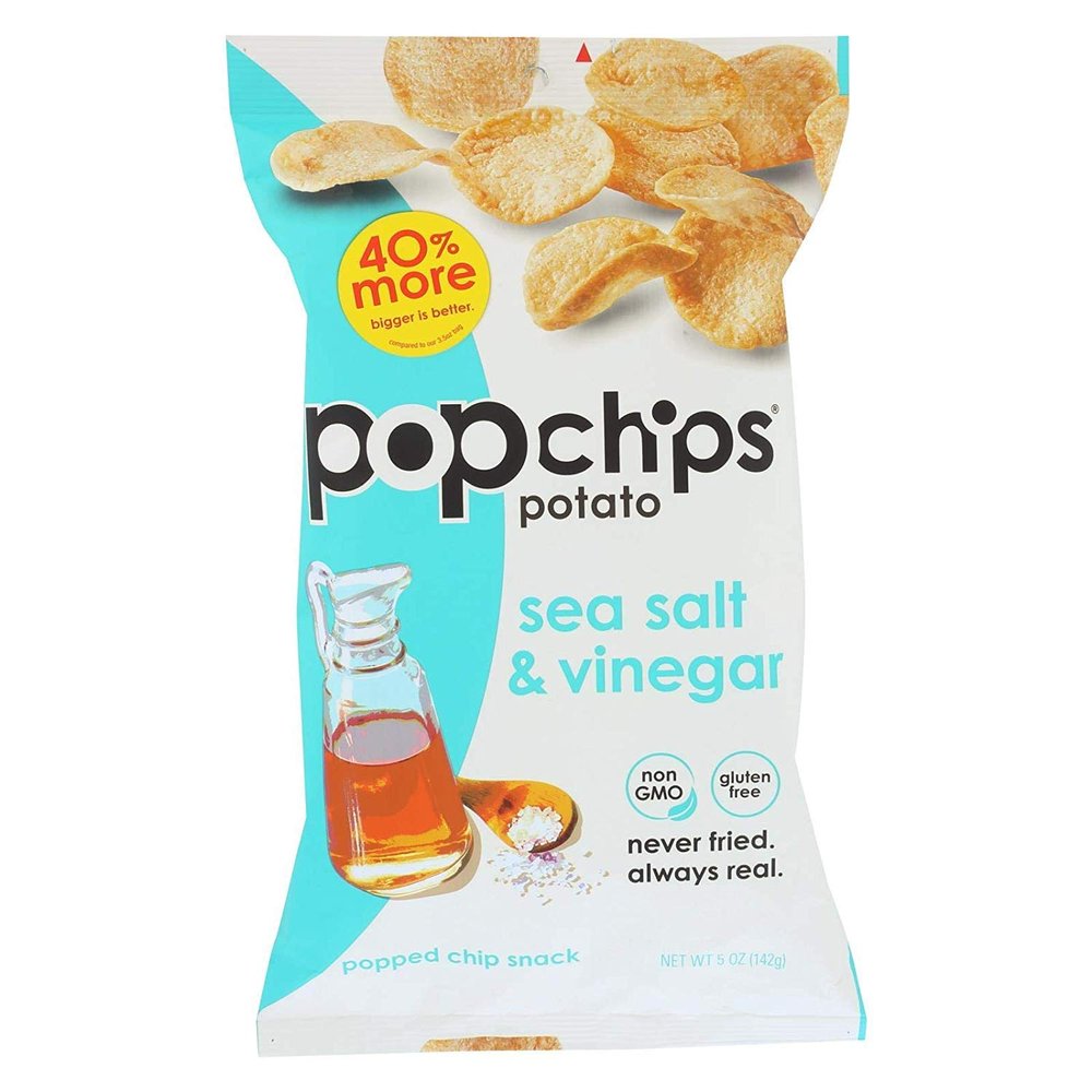 Popchips Potato Chip - Sea Salt - Vinegar - Case of 12-5 Oz