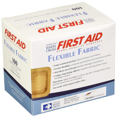 American White Cross Soft Flexible Fabric Bandages, 1-1/2" x 2" Patch, Box of 100