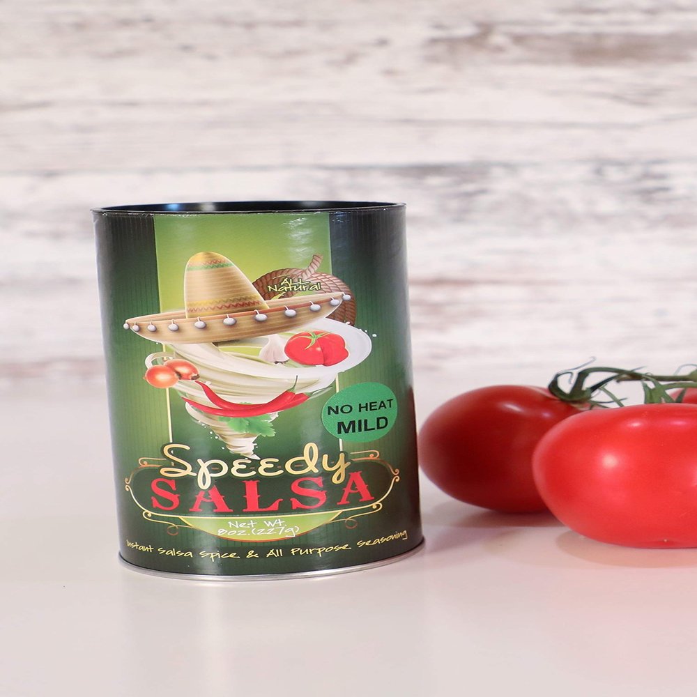 MILD / NO HEAT Speedy Salsa 8 oz CAN - Dry Salsa Spice Mix - Makes @ 16 Bowls (14.5 oz each) of Salsa