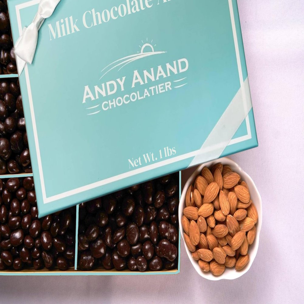 ANDY ANAND CHOCOLATIER Luxurious Gourmet Chocolate Covered Almonds, Perfect for Corporate Gifts & Special Occasions, All-Natural Ingredients - 1 lb