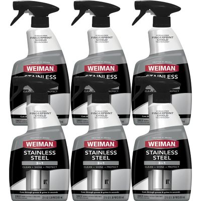 Weiman Stainless Steel Cleaner & Polish, 6 Pack, Anti Fingerprint Spray, Water Spots & Grease, No Streaks or Residue, Safe for Metal Polish, Chrome, Appliances, Fridge, Sinks & Grills