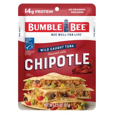 Bumble Bee Chipotle Seasoned Tuna, 2.5 oz Pouch - Ready to Eat - Wild Caught Tuna Packet - 14g Protein per Serving - Gluten Free