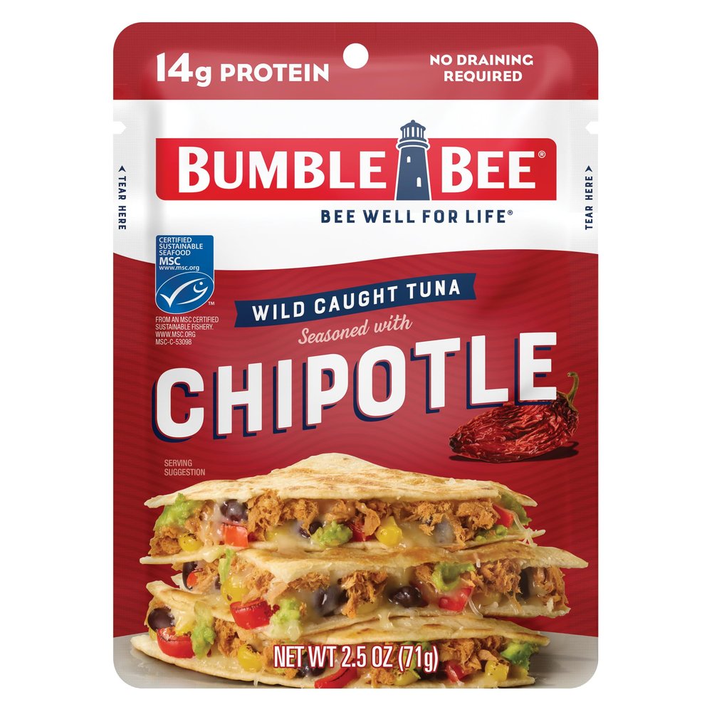 Bumble Bee Chipotle Seasoned Tuna, 2.5 oz Pouch - Ready to Eat - Wild Caught Tuna Packet - 14g Protein per Serving - Gluten Free