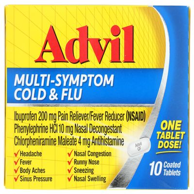 Advil Multi-Symptom Cold & Flu Coated Tablets, 10 Count