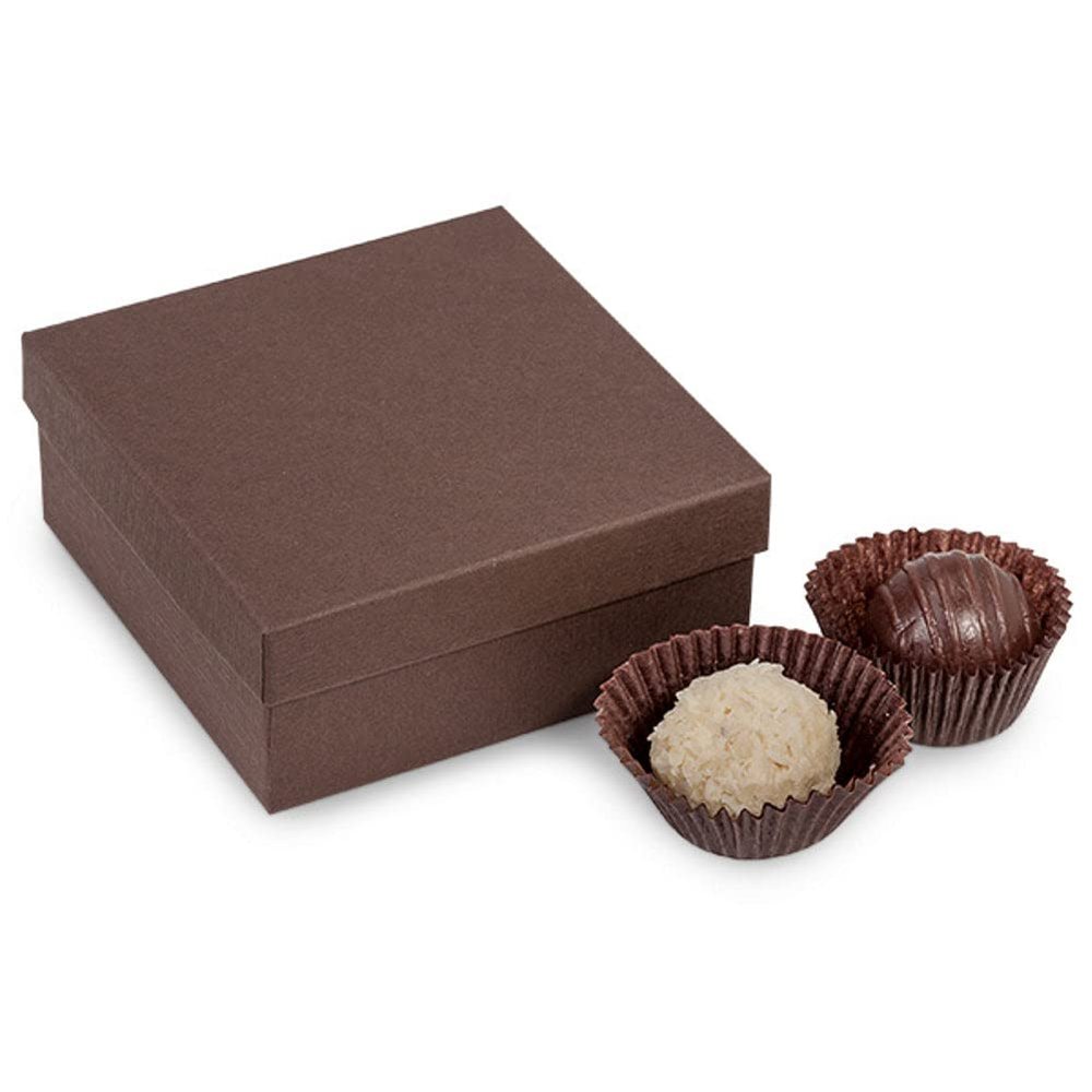 3.5 x 3.5 x 1.5" Dark Brown Embossed Rigid Truffle Candy Boxes (24 Boxes)
