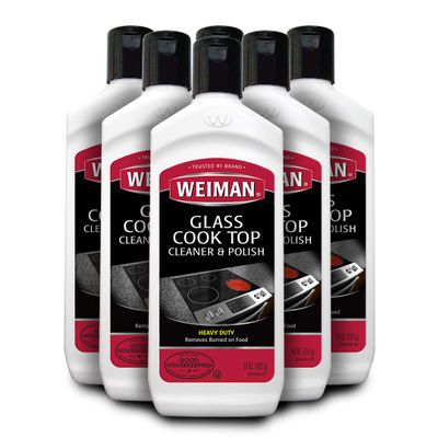 Weiman Glass Cook Top Cleaner and Polish - 10 Ounce [6 Pack] Heavy Duty No Scratch Glass Ceramic Safe Non-Abrasive Stovetop Cooktop Cleaner