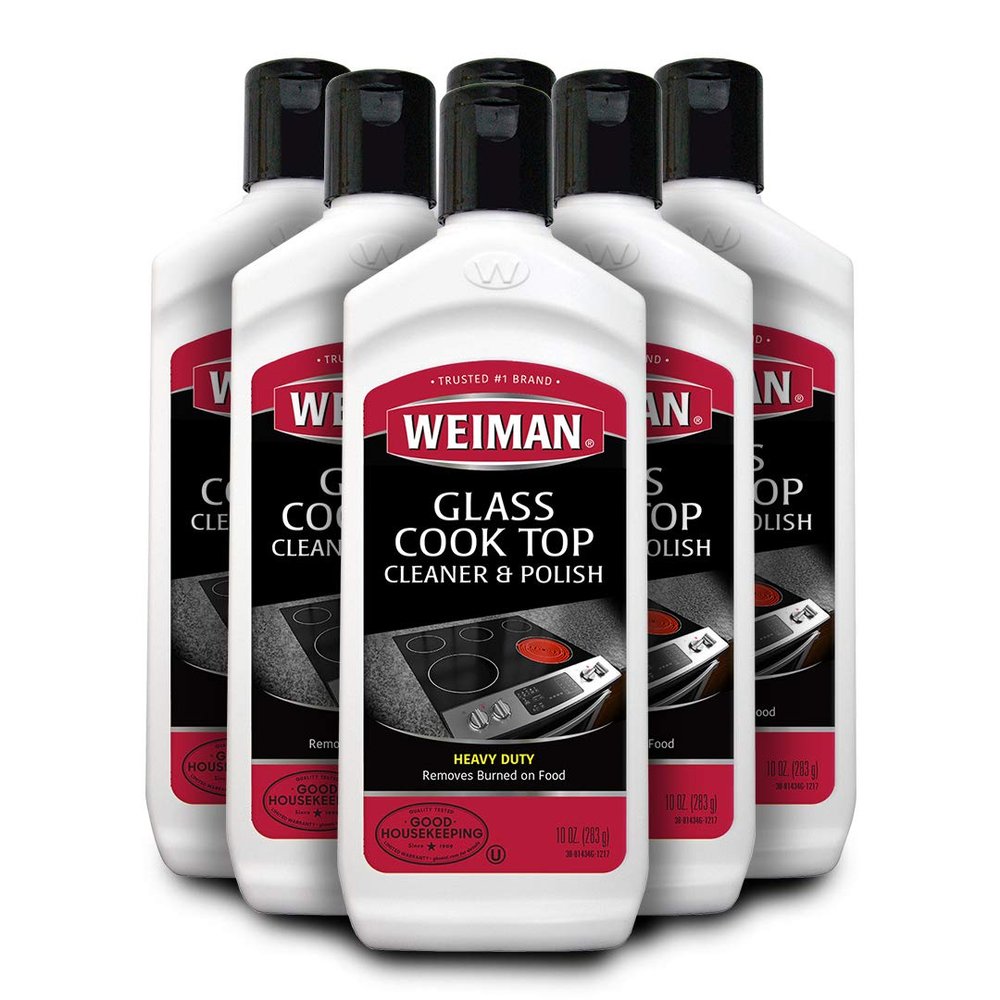 Weiman Glass Cook Top Cleaner and Polish - 10 Ounce [6 Pack] Heavy Duty No Scratch Glass Ceramic Safe Non-Abrasive Stovetop Cooktop Cleaner