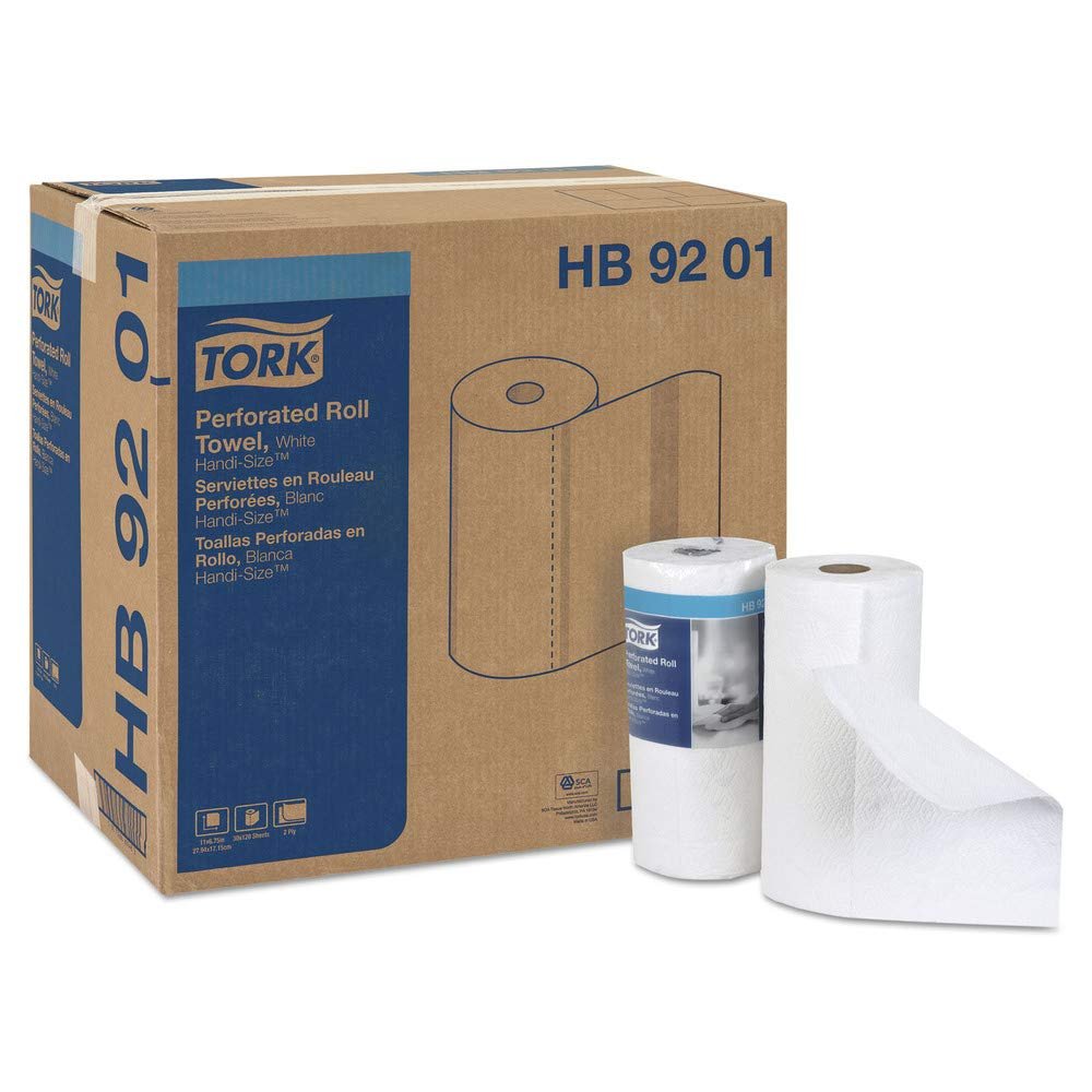 Tork HB9201 Handi-Size Perforated Roll Towel, 2-Ply, 11"w X 6 3/4"l, 120/roll, White, 30/ctn