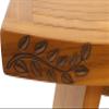 18" Asia Teak Shower Bench with Carved Leaves on Seat Front view 4