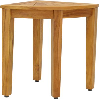 15.5" Kai Corner Teak Shower Bench with Elevated Height