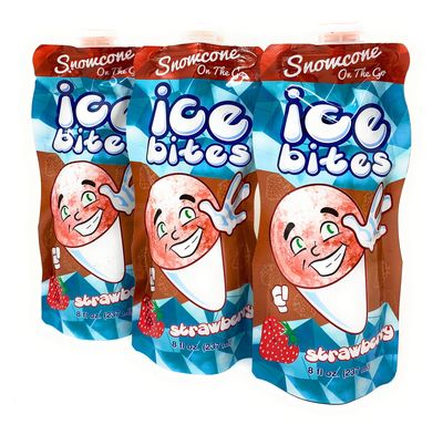 Ice Bites Strawberry Snowcone On-The-Go 8 oz (Pack of 3)