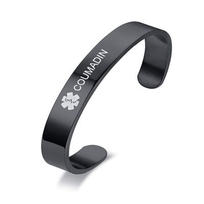 VNOX WARFARIN Medical Bracelet 10MM Medical Condition Alert ID Stainless Steel Cuff Bangle,8.0 Inches