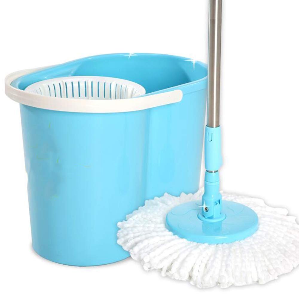 Rotating mop Wet and Dry Hand Pressure Automatic Dehydration Mop Bucket, Blue