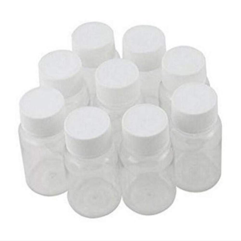 12pcs Portable Empty Clear Plastic Solid Powder Container with White Bottle Caps (30ml/1oz)