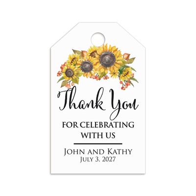 Sunflower Wedding Favor Tags Personalized Thank You Gift Tags Wedding Party Bridal Party Decoration Custom Wedding Thank You for Favors