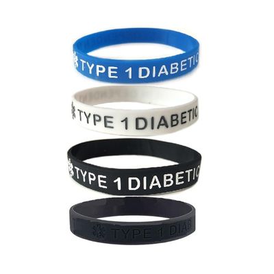 JOYID TYPE 1 DIABETIC Rubber Medical Alert Emergency ID Wristband Bracelet For Women Men(4pcs TYPE1)