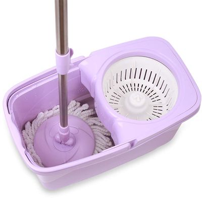 Rotating mop Hand Pressure Automatic Dehydration Wet and Dry Mop Bucket, 2 mop Heads