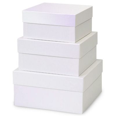 NW Pearl White Large Nested Boxes - 3 Piece Set - 2 Sets