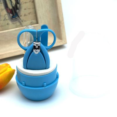 4PCS/Set Nail Care Safety Manicure Set Lovely Mini Finger Toe Clipper Scissor Cutter For Baby Child Practical Grooming Kits Tool Blue