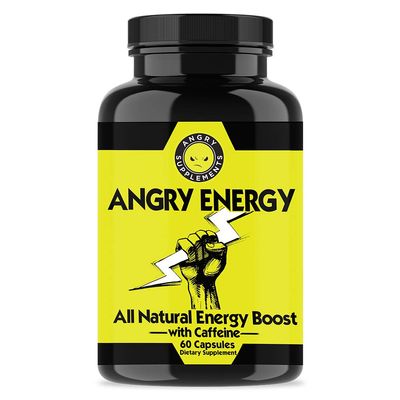Angry Energy Caffeine Capsules by Angry Supplements, All Natural Non-GMO Energy Booster, Increase Stamina & Focus, Mind & Body Health (1-Bottle)
