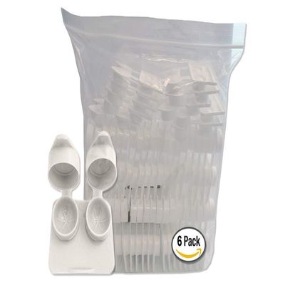 Amcon Contact Lenses Cases Flat Ribbed Extra Deep Well - White, 6 Pack
