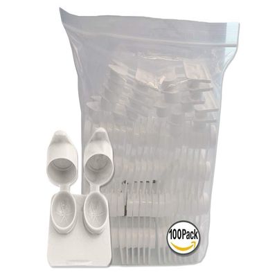 Contact Lenses Cases Flat Ribbed Extra Deep Well - White, 100 Pack