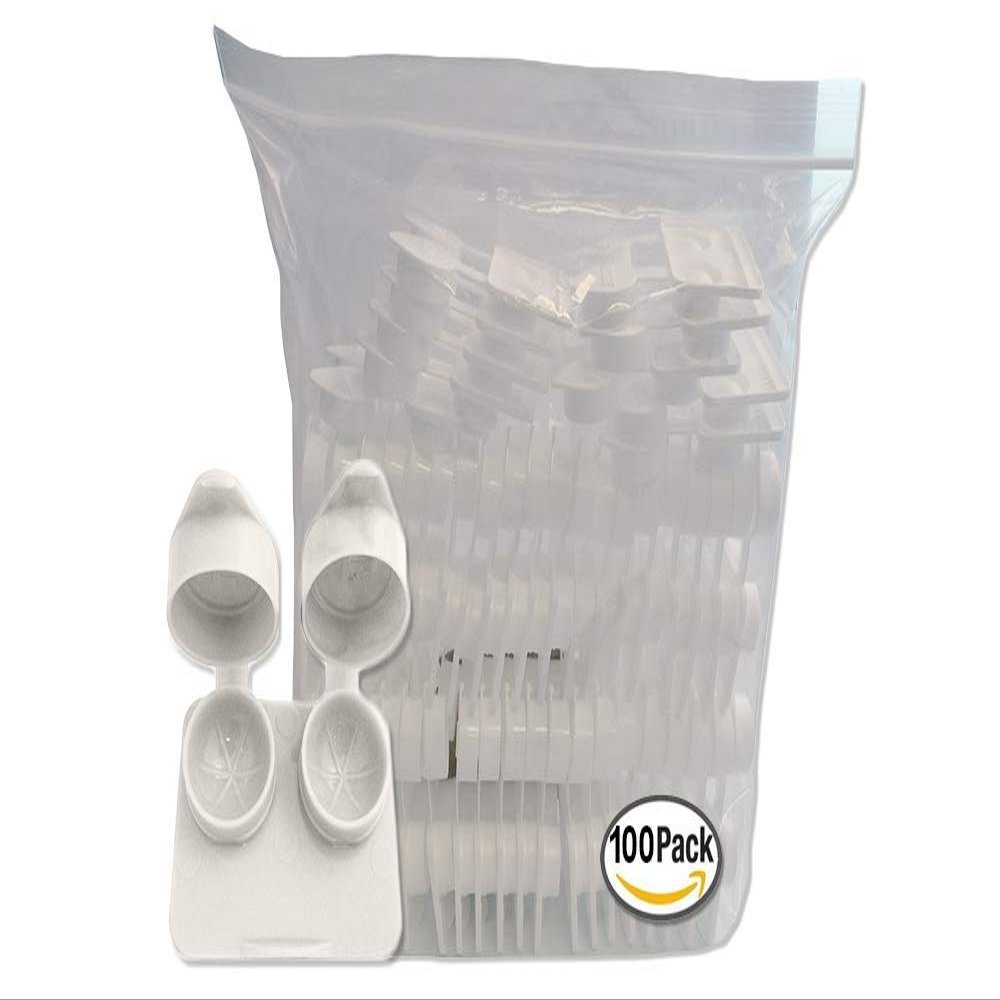 Contact Lenses Cases Flat Ribbed Extra Deep Well - White, 100 Pack