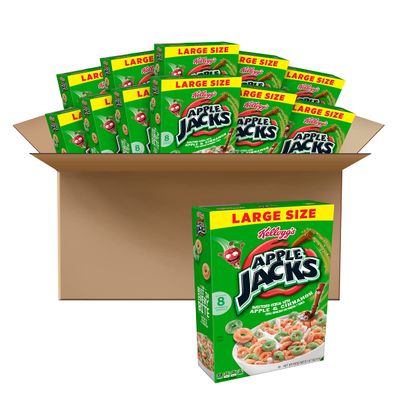 Apple Jacks Cold Breakfast Cereal, Good Source of 8 Vitamins and Minerals, Large Size, Original, 11.02lb Case (12 Boxes)