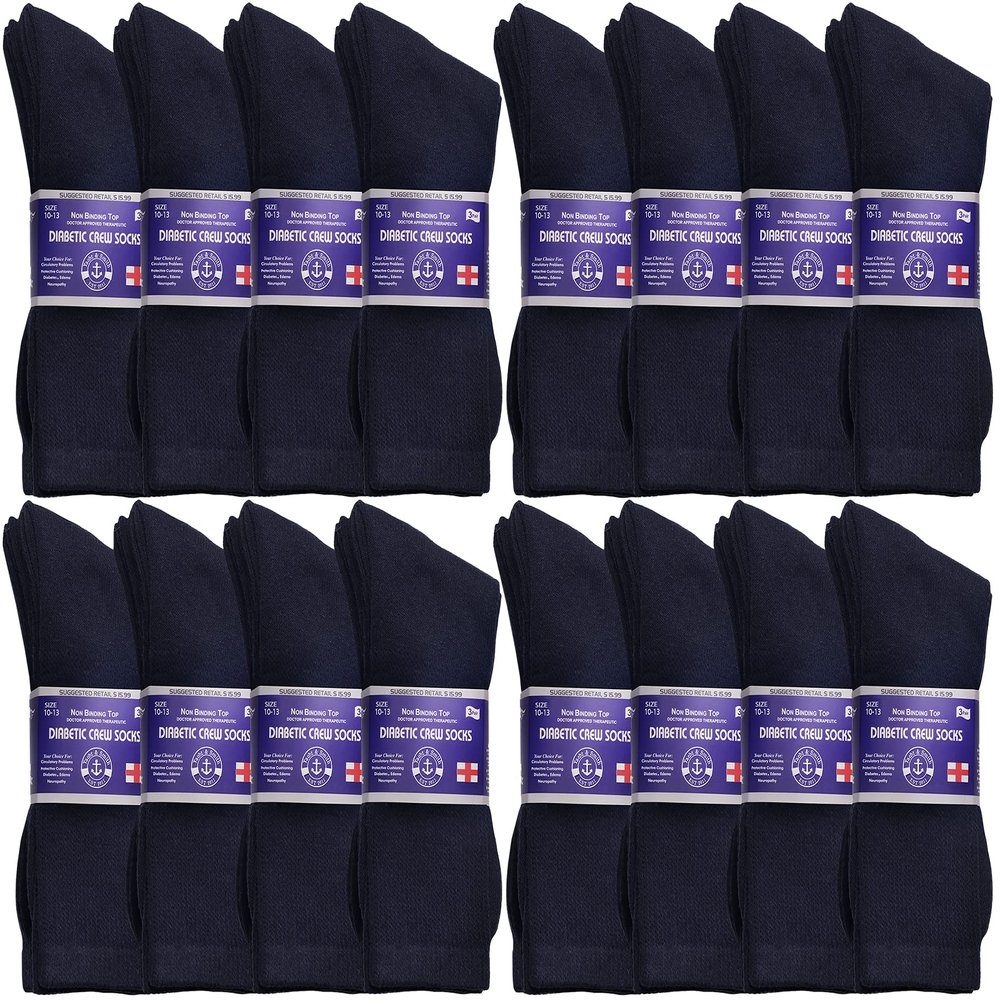 Yacht & Smith 48 Pairs Of Wholesale Bulk Cotton Diabetic Crew And Ankle Socks, Loose Fit Top Non-Binding Medical Socks