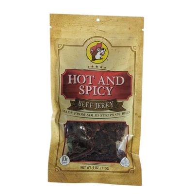 Buc-ee's Texas Hill Country Brand Hot and Spicy Beef Jerky in Resealable Bag, 4 Ounces