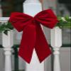 Red Velvet Outdoor Christmas Bows by Independence Bunting. Set of 3! 4 Loop - 7" Bow & 11" Tail. Gold Metallic Wired Purl Edge Available! view 3