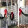 Red Velvet Outdoor Christmas Bows by Independence Bunting. Set of 3! 4 Loop - 7" Bow & 11" Tail. Gold Metallic Wired Purl Edge Available! view 4