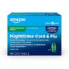 Amazon Basic Care Nighttime Cold and Flu Relief Softgels, 6 Hour Cold Medicine, Relieves Major Flu Symptoms So You Can Rest, 48 Count (Pack of 1) view 1
