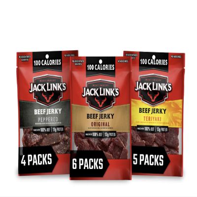 Jack Link's Beef Jerky Variety Pack Includes Original, Teriyaki and Peppered Jerky, Bulk Protein Snack Pack, Good Source of Protein, Meat Snacks Made with 100% Beef 1.25 Oz (Pack of 15)