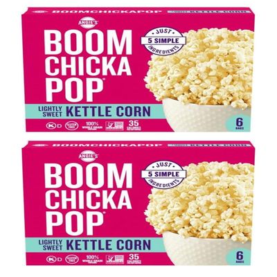 Angie's Boom Chicka Pop Microwave Lightly Sweet Kettle Corn Popcorn Classic Bags (2 Pack)