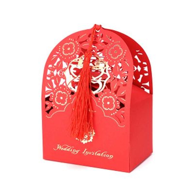 10 Pcs Red Laser Cut Gift Decorative Boxes Chinese Style Wedding Candy Paper Boxes