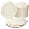 " OCCASIONS " 240 Plates Pack, Heavyweight Wedding Party Disposable Plastic Plates (10.5'' Dinner Plates, Ivory & Gold Rim) view 1